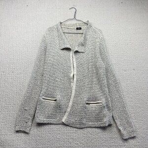 Barbara Lebek Cardigan Jacket Crochet Textured Knit Modern Wom 8 UK Off-White**